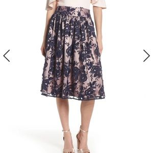NWT Eliza J Floral Embroidered Mid Length Skirt